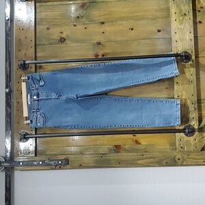 NA-KD Blue Denim Jeans Stretch Button Fly High Rise